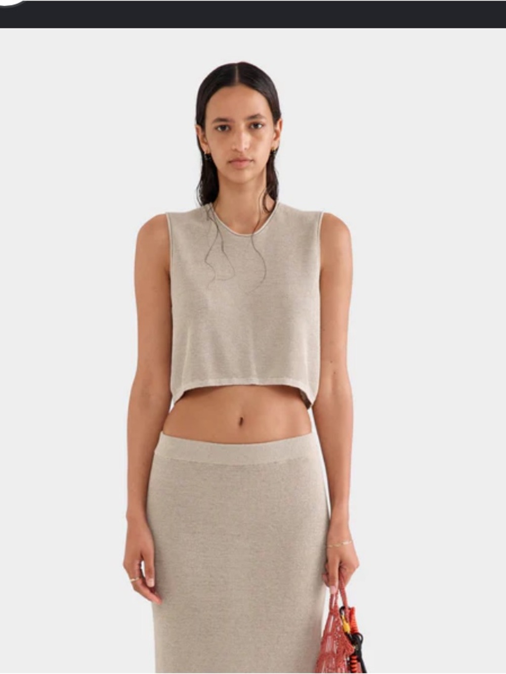 Venroy oatmeal colored linen knit cropped tank size small